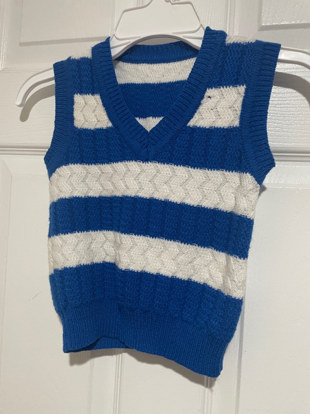 Kids Blue & White Striped Knit Vest 2-4 years